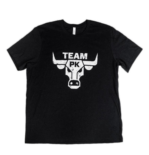 PK Team PK Tee - Black Steer, Black T-shirt with white graphic of steer head and 'TEAM PK' text.