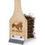 Grill Badger Brush, wooden handle grill cleaning brush with bristle head and metal scraper for barbecue grill cleaning.