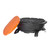 PK Grills PKGO Hibachi, portable black grill with a removable orange lid and adjustable legs for outdoor cooking.