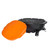 PK Grills PKGO Hibachi, portable black and orange mini grill with lid and grilling surface.
