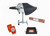 PK Grills PK360 Start Cookin' Bundle - Silver, outdoor grill with cover, grilling accessories, and paper roll.