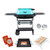 PK Grills PK300AF Start Cookin' Bundle - Teal, complete outdoor grill set with teal lid, side shelves, thermometer, charcoal basket, and accessories for grilling.