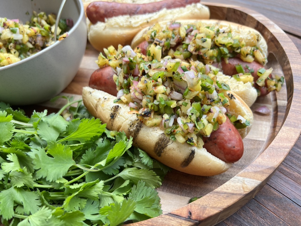 Arugula & Radish Relish Grilled Hot Dogs Recipe - Salty Canary