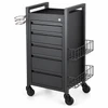 Midnight 5 Drawer Hairdressing Beauty Trolley - Black Frame - Click'nClean Castor Wheels