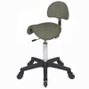 Saddle Stool with Back Forest Green - Black Base - Click'n Clean Castor Wheels