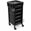 Main View: Black Breeze Plus Salon Trolley with six removable drawers, top work tray, accessory holders and swivel castor wheels.