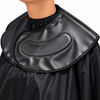 Black professional hairdressing cutting collar with magnetic fastening and wide neck and shoulder coverage.