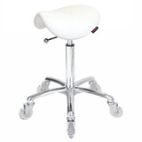 Saddle No Back White - Chrome Base