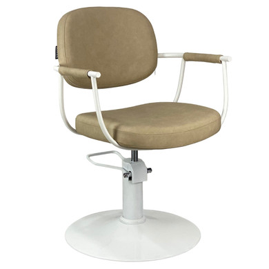 Chelsea Sand Upholstery - White Frame Styling Chair - Hydraulic Chelsea Sand Upholstery - White Frame Styling Chair - Hydraulic