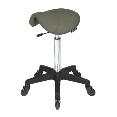 Saddle Stool No Back Forest Green - Black Base - Click'n Clean Castor Wheels