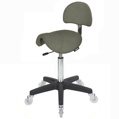 Saddle Stool with Back Forest Green- Black Base