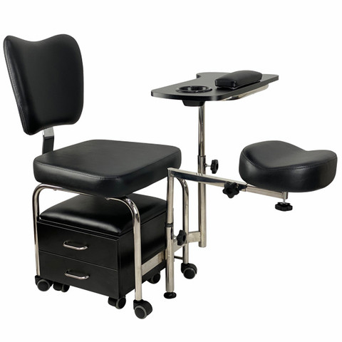 2 in1 Pedicure & Manicure Stool - Black