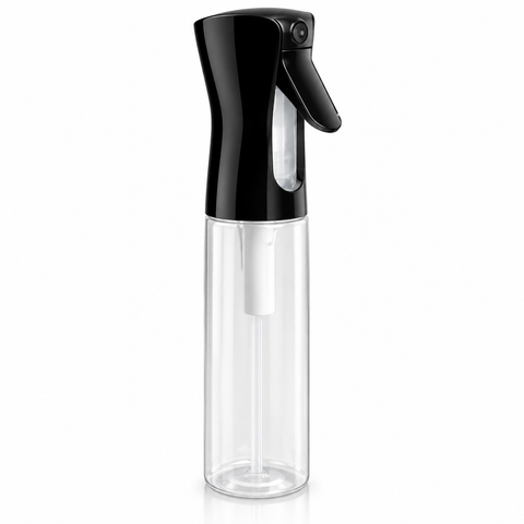 Trigger Mist Water Spray 300ml clear bottle with black reusable dispensing head