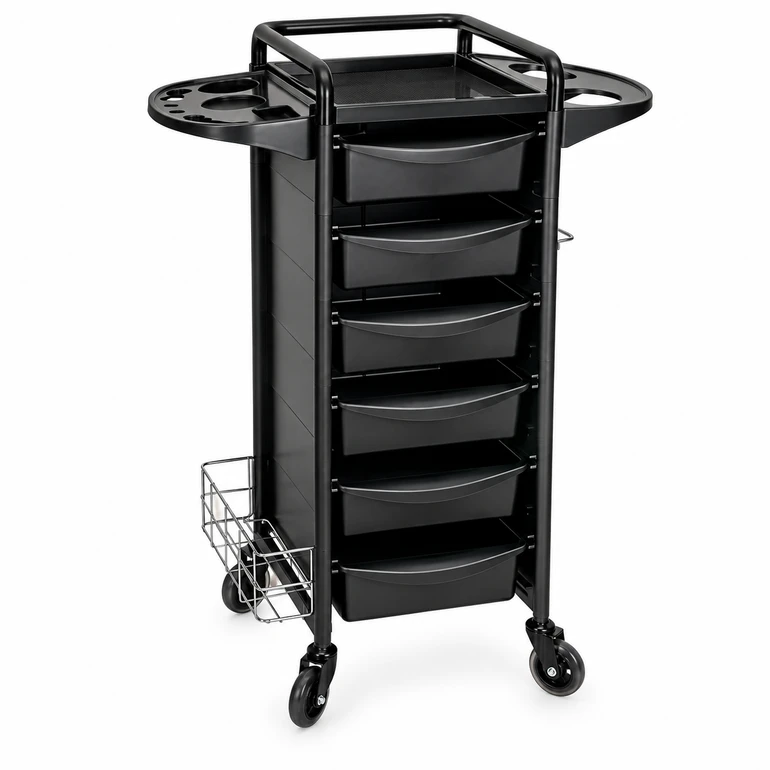 Jasper Black 6 Drawer Hairdressing Beauty Trolley