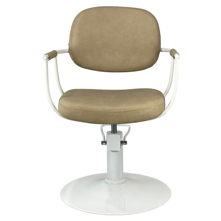 Chelsea Sand Upholstery - White Frame Styling Chair - Hydraulic