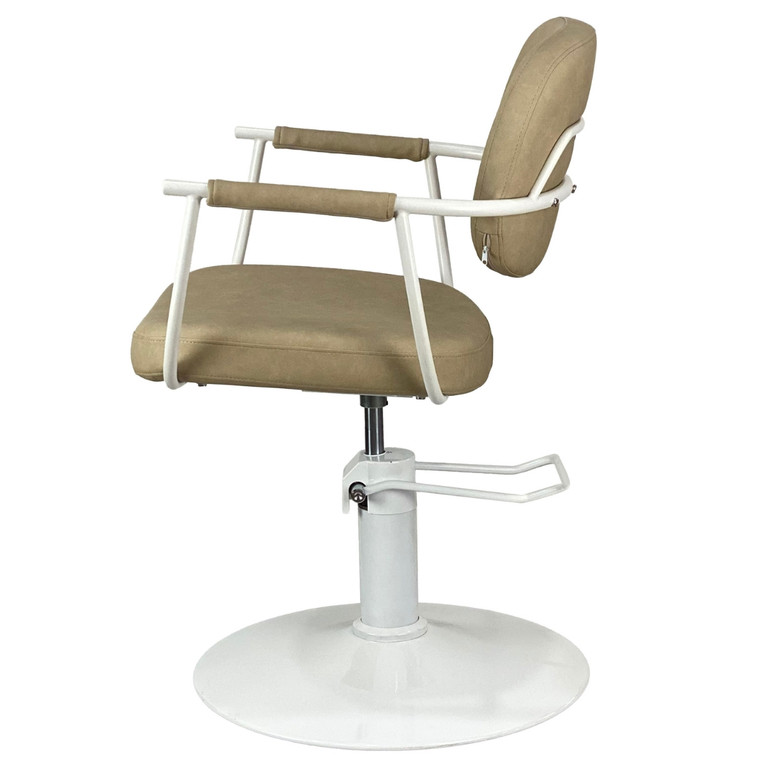 Chelsea Sand Upholstery - White Frame Styling Chair - Hydraulic