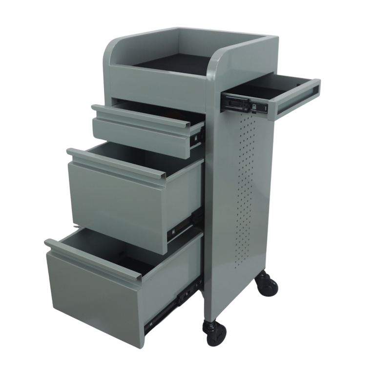 Fusion Sea Foam 4 Drawer Hairdressing Beauty Trolley - Black - Click'n Clean Castor Wheels