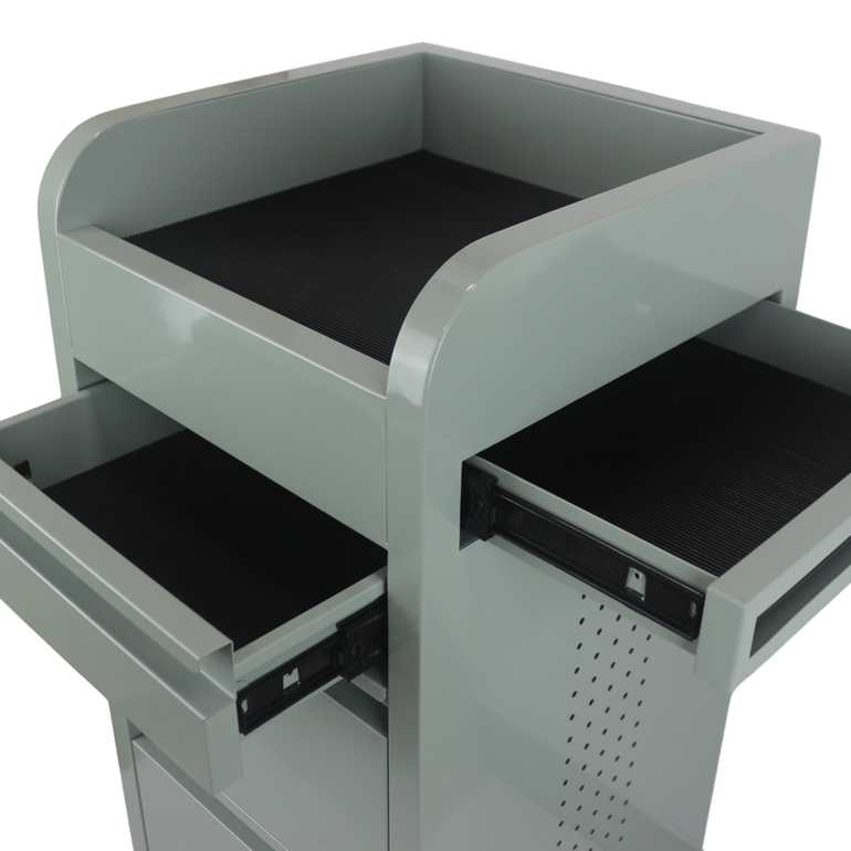 Fusion Sea Foam 4 Drawer Hairdressing Beauty Trolley - Black - Click'n Clean Castor Wheels