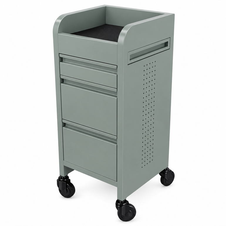 Fusion Sea Foam 4 Drawer Hairdressing Beauty Trolley - Black - Click'n Clean Castor Wheels