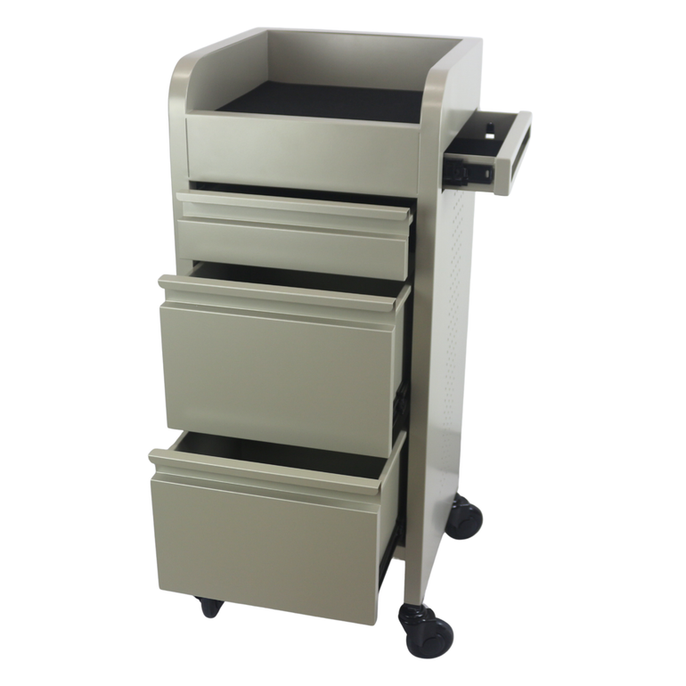 Fusion Oyster 4 Drawer Hairdressing Beauty Trolley - Black - Click'n Clean Castor Wheels
