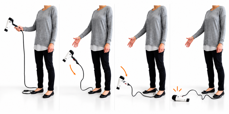 Ceriotti Bi Italian-made drop-resistant professional hair dryer with ergonomic grip and 2500W power DROP PROOF IMAGE