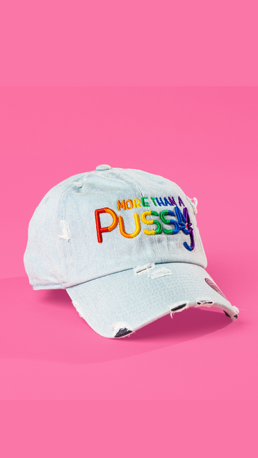 Pride M.T.A.P. Kitty, Pride Hat, Girl in hat, More Than A Pussy Hat, M.T.A.P. Kitty Hat, Dad Hat, Distressed Hat, Kitty Hat, Cat Hat