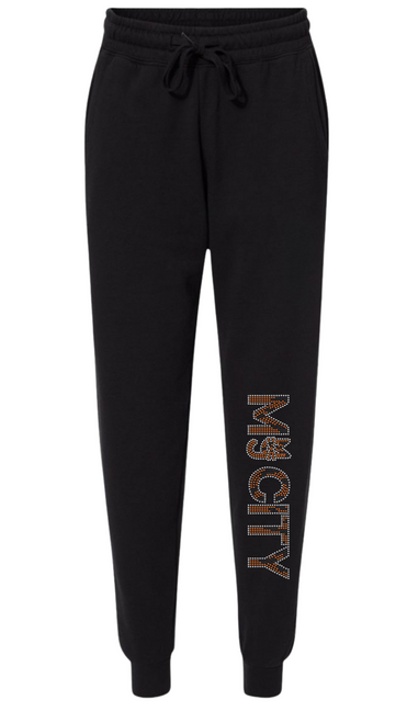 Black Joggers with rhinestone my city logo