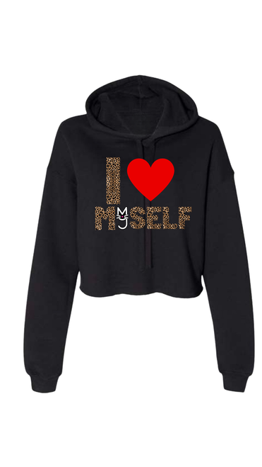Leopard I Love Myself Cropped Hoodie