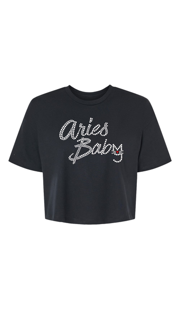 Aries Baby Rhinestone Cropped T-shirt