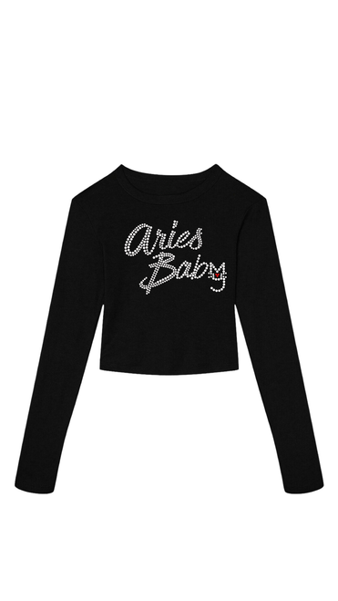 Aries Baby rhinestone long sleeve crop