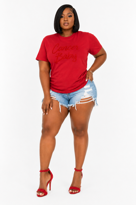 Celebrate Cancer season in style with the Cancer Baby Rhinestone Tee. This soft women's zodiac graphic t-shirt features sparkling rhinestone lettering and a flattering fit—perfect for birthdays, astrology lovers, and everyday fashion.