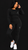 Black female model with sleek black bob wearing MTAP buttery soft jet-black long sleeve top and matching high-waisted leggings with white sneakers against a black background.