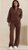 Women's chocolate brown two-piece matching lounge set with cream piping, half-zip pullover, and relaxed wide-leg pants at MTAP In The City.