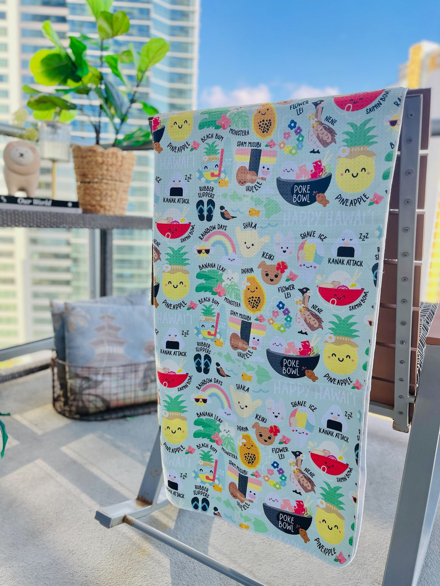 Bocha Waffle Towel: Happy Hawaii Mint