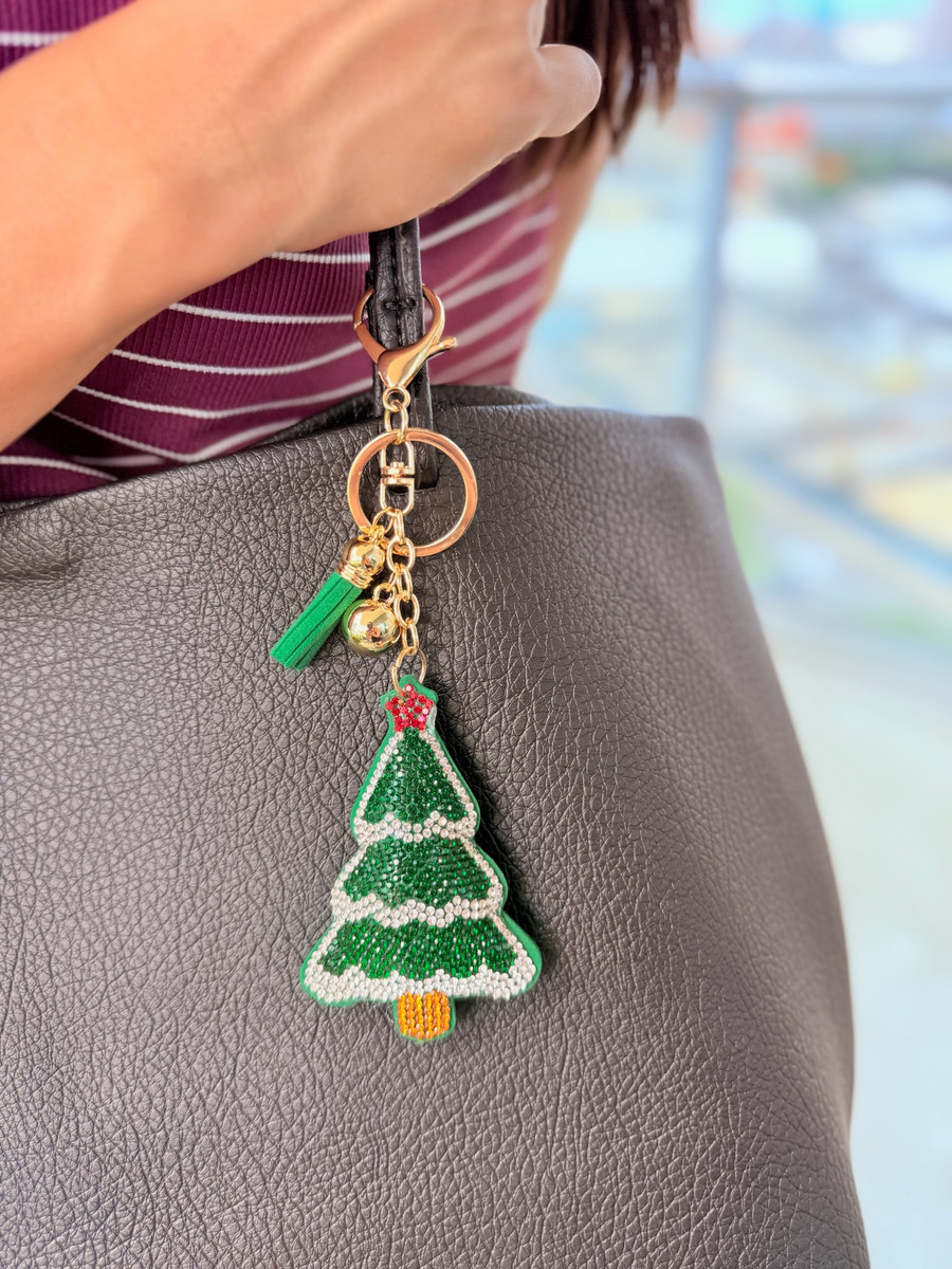 Bag Charm : Rhinestone Christmas Tree