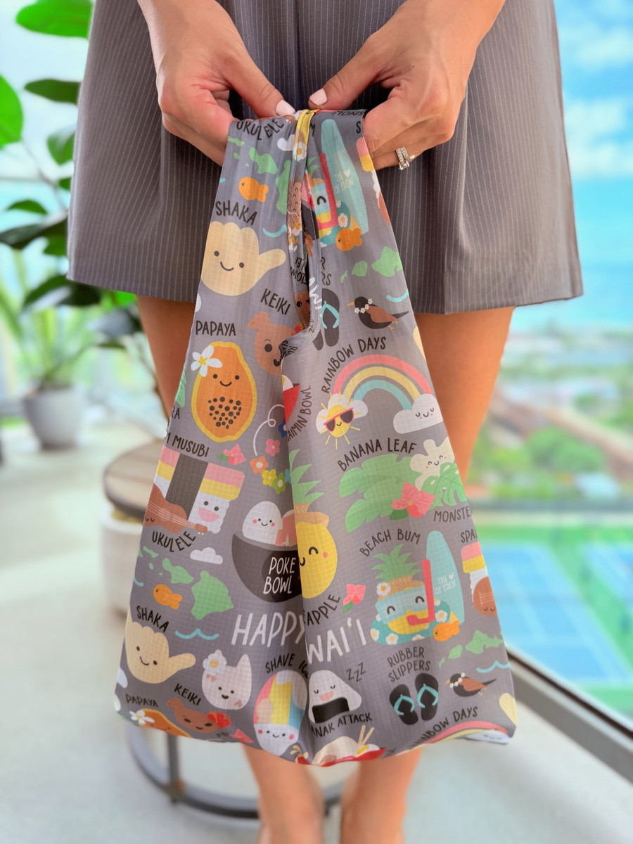 Small Tote: Happy Hawaii Gray