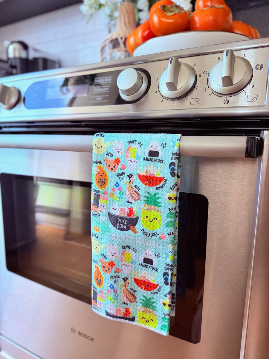 Single Waffle Towel: Happy Hawaii Mint