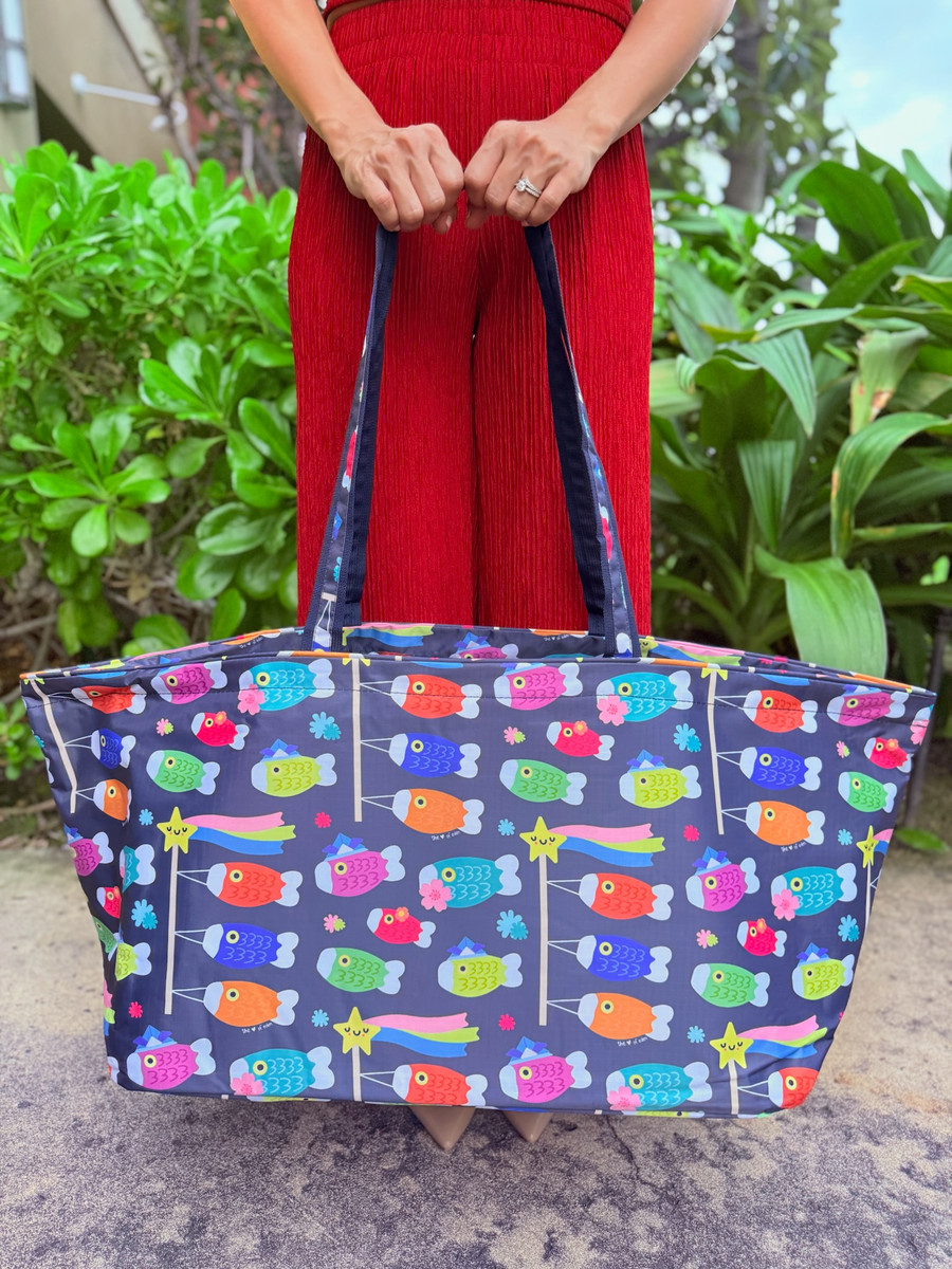Large Ultimate Tote: Kawaii Koinobori Black