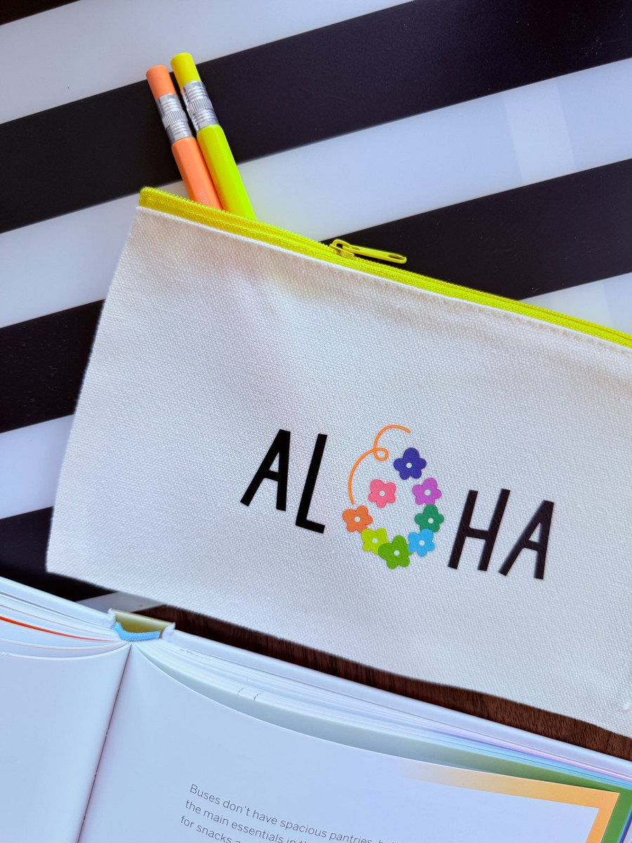 Canvas Pouch: Aloha Lei (Yellow Zipper)