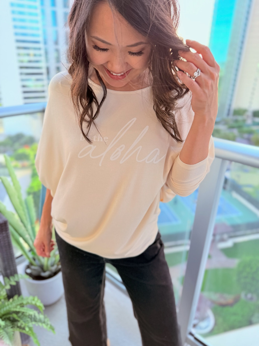 Be The Aloha Long Sleeve Top: Cream (T111)
