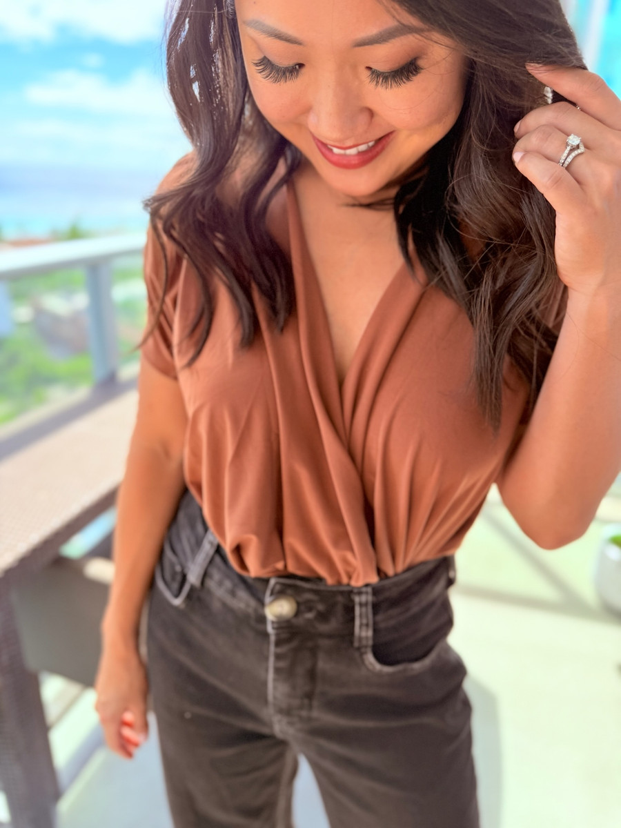 Ollie Wrap Top: Caramel (T121)