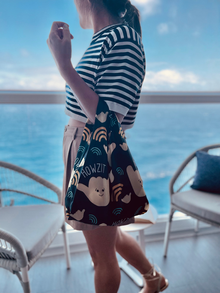 Small Tote: Howzit Shaka Navy Small Tote: Howzit Shaka Navy