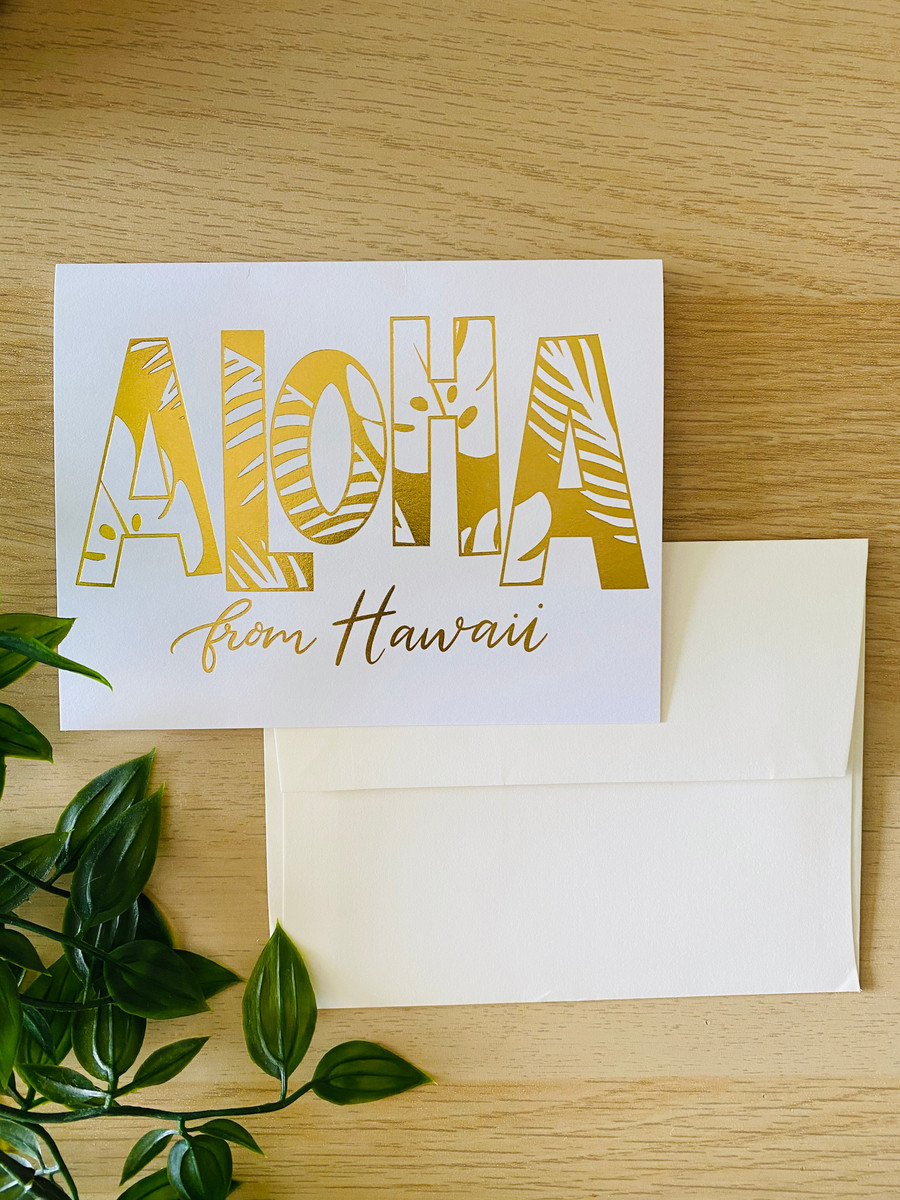 Gold Foil Greeting Card: Aloha From Hawaii