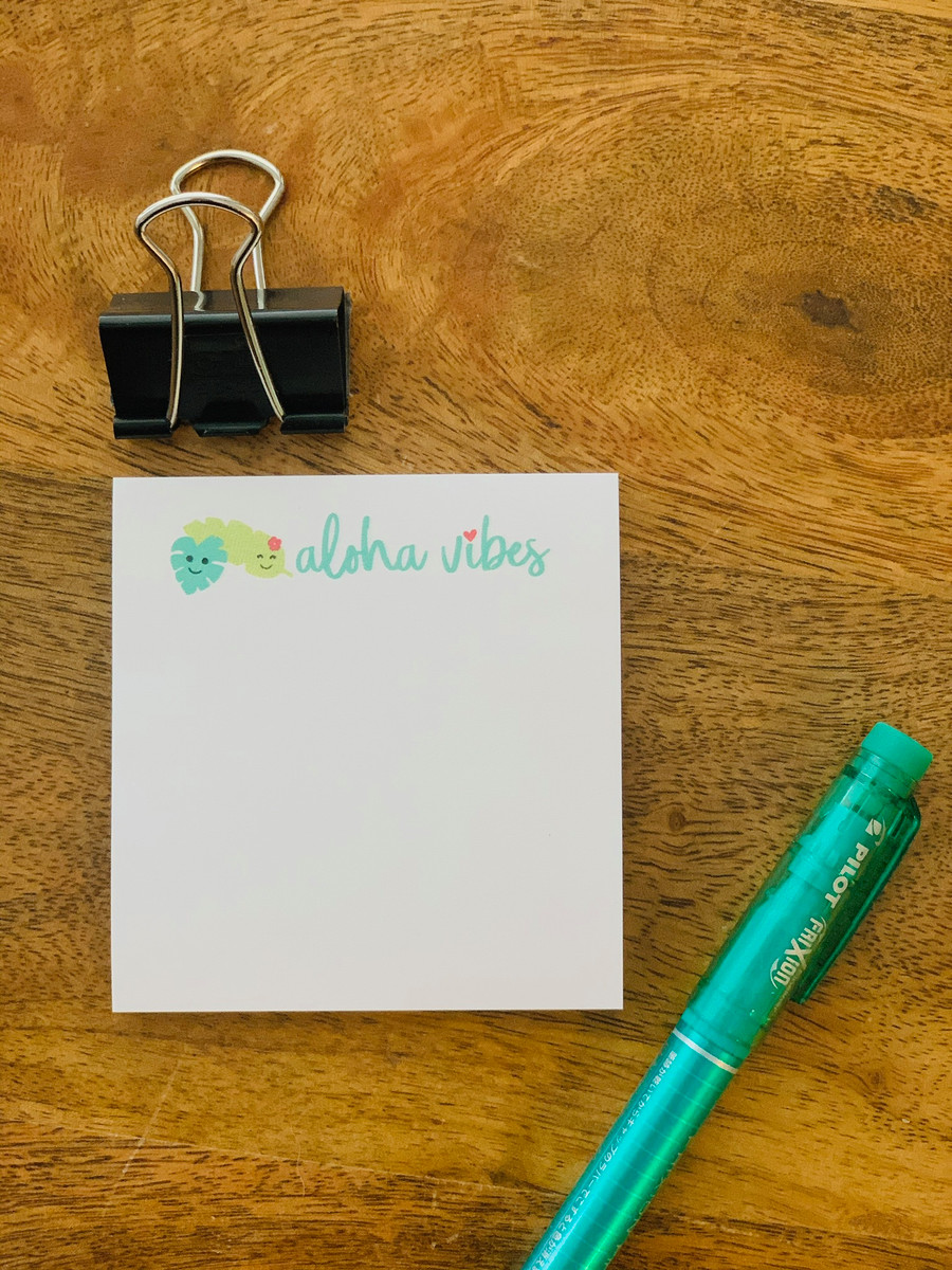 Post It Pad (50 Sheets): Aloha Vibes Leaf Couple