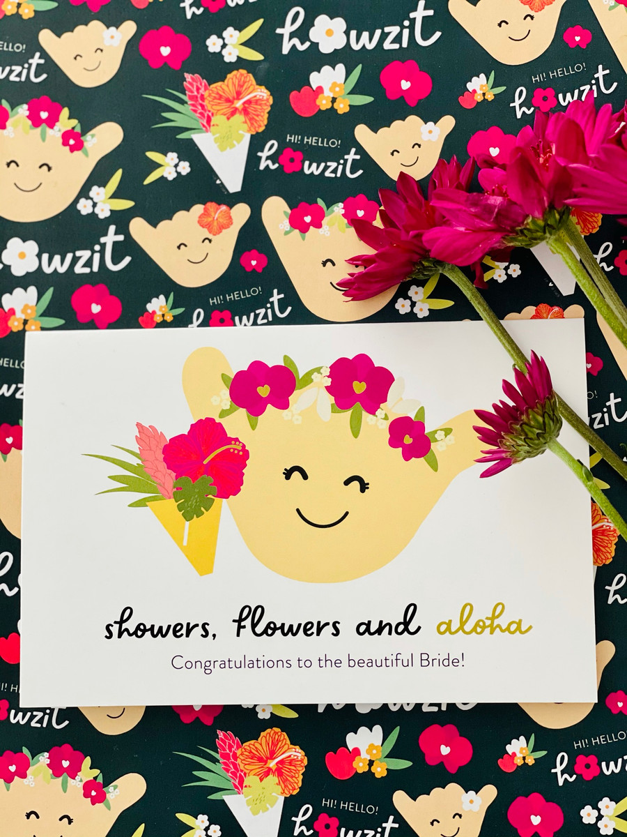 Greeting Card: Showers, Flowers and Aloha - Congrats