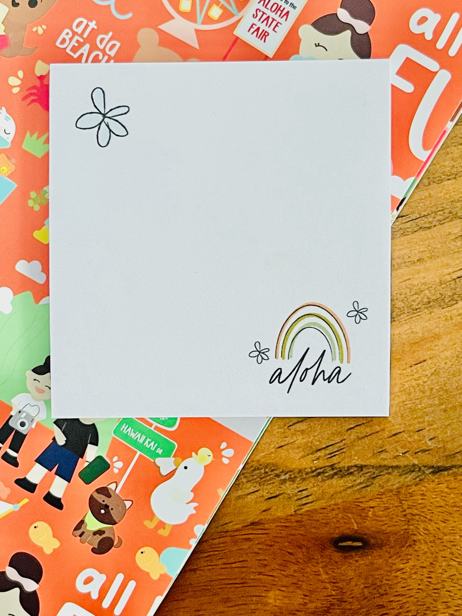 Post It Pad (50 Sheets): Aloha Hand Drawn Rainbow