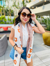 Floral Scarf: Beige