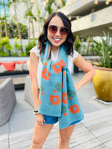 Floral Scarf: Blue