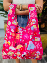 Medium Tote: Japan Town Fuchsia