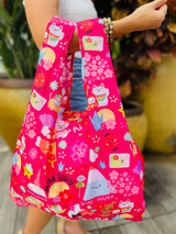 Medium Tote: Japan Town Fuchsia